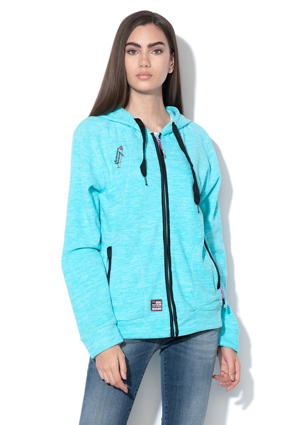 Geographical Norway, Hanorac din fleece cu fermoar Twelve, Bleu melange